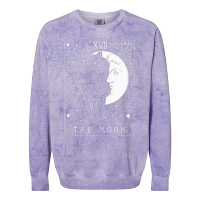 Tarot Card Crescent Moon And Cat Graphic Colorblast Crewneck Sweatshirt