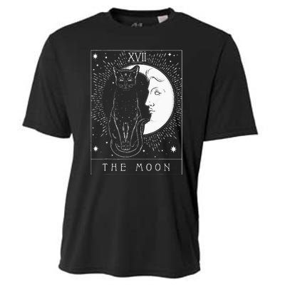 Tarot Card Crescent Moon And Cat Graphic Cooling Performance Crew T-Shirt