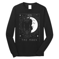 Tarot Card Crescent Moon And Cat Graphic Long Sleeve Shirt