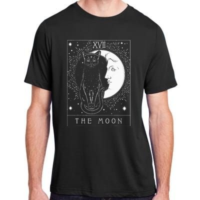 Tarot Card Crescent Moon And Cat Graphic Adult ChromaSoft Performance T-Shirt