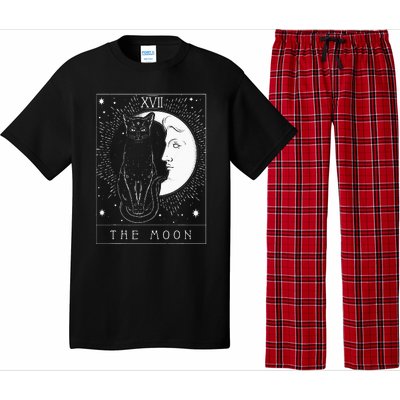 Tarot Card Crescent Moon And Cat Graphic Pajama Set