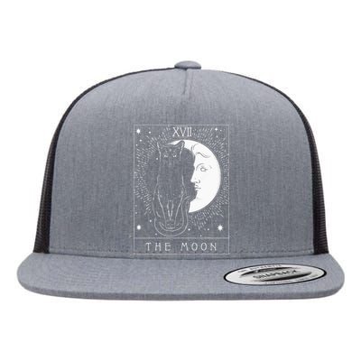 Tarot Card Crescent Moon And Cat Graphic Flat Bill Trucker Hat