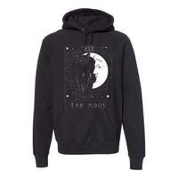 Tarot Card Crescent Moon And Cat Graphic Premium Hoodie