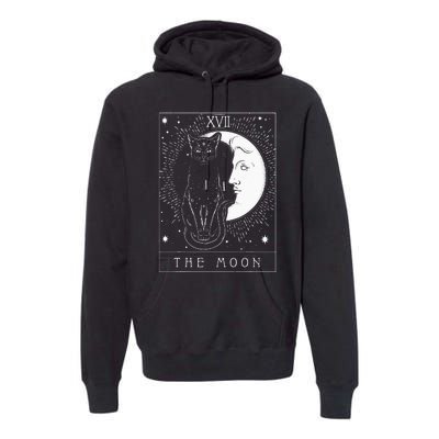 Tarot Card Crescent Moon And Cat Graphic Premium Hoodie