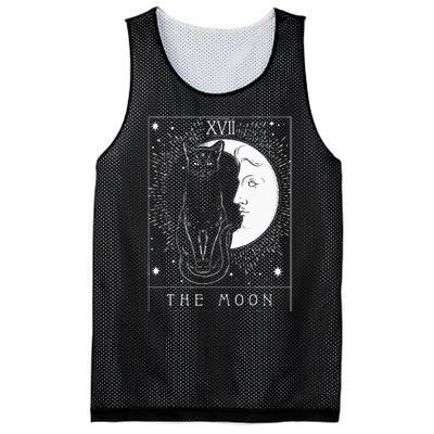 Tarot Card Crescent Moon And Cat Graphic Mesh Reversible Basketball Jersey Tank