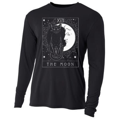 Tarot Card Crescent Moon And Cat Graphic Cooling Performance Long Sleeve Crew