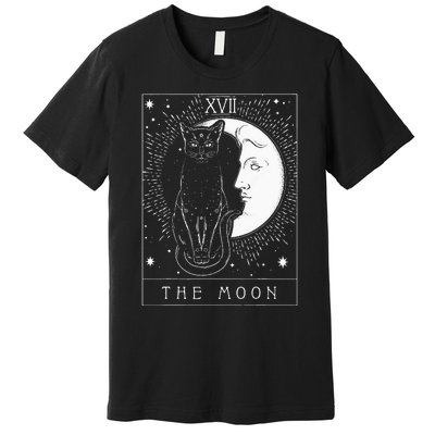 Tarot Card Crescent Moon And Cat Graphic Premium T-Shirt