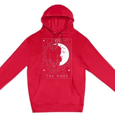 Tarot Card Crescent Moon And Cat Graphic Premium Pullover Hoodie