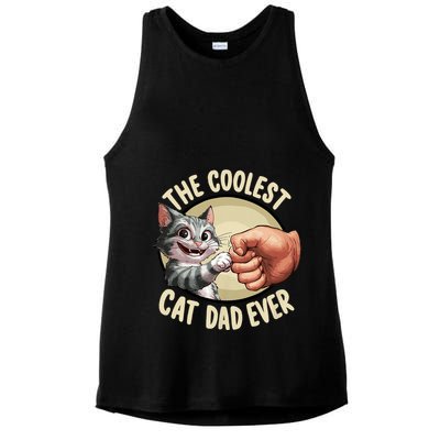 The Coolest Cat Dad Ever FatherS Day Ladies PosiCharge Tri-Blend Wicking Tank
