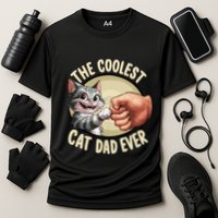 The Coolest Cat Dad Ever FatherS Day Cooling Performance Crew T-Shirt