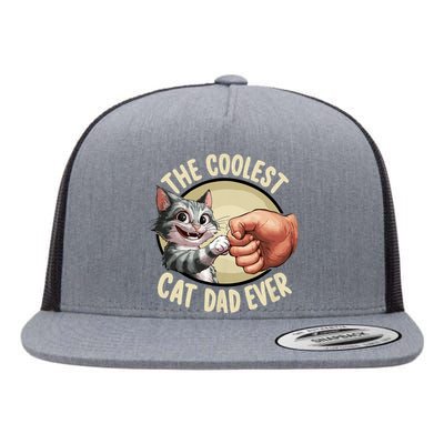 The Coolest Cat Dad Ever FatherS Day Flat Bill Trucker Hat