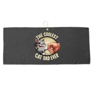 The Coolest Cat Dad Ever FatherS Day Large Microfiber Waffle Golf Towel