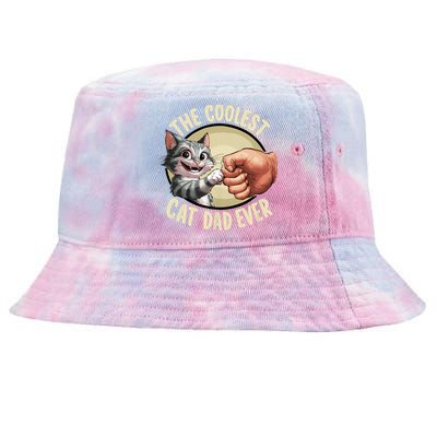 The Coolest Cat Dad Ever FatherS Day Tie-Dyed Bucket Hat