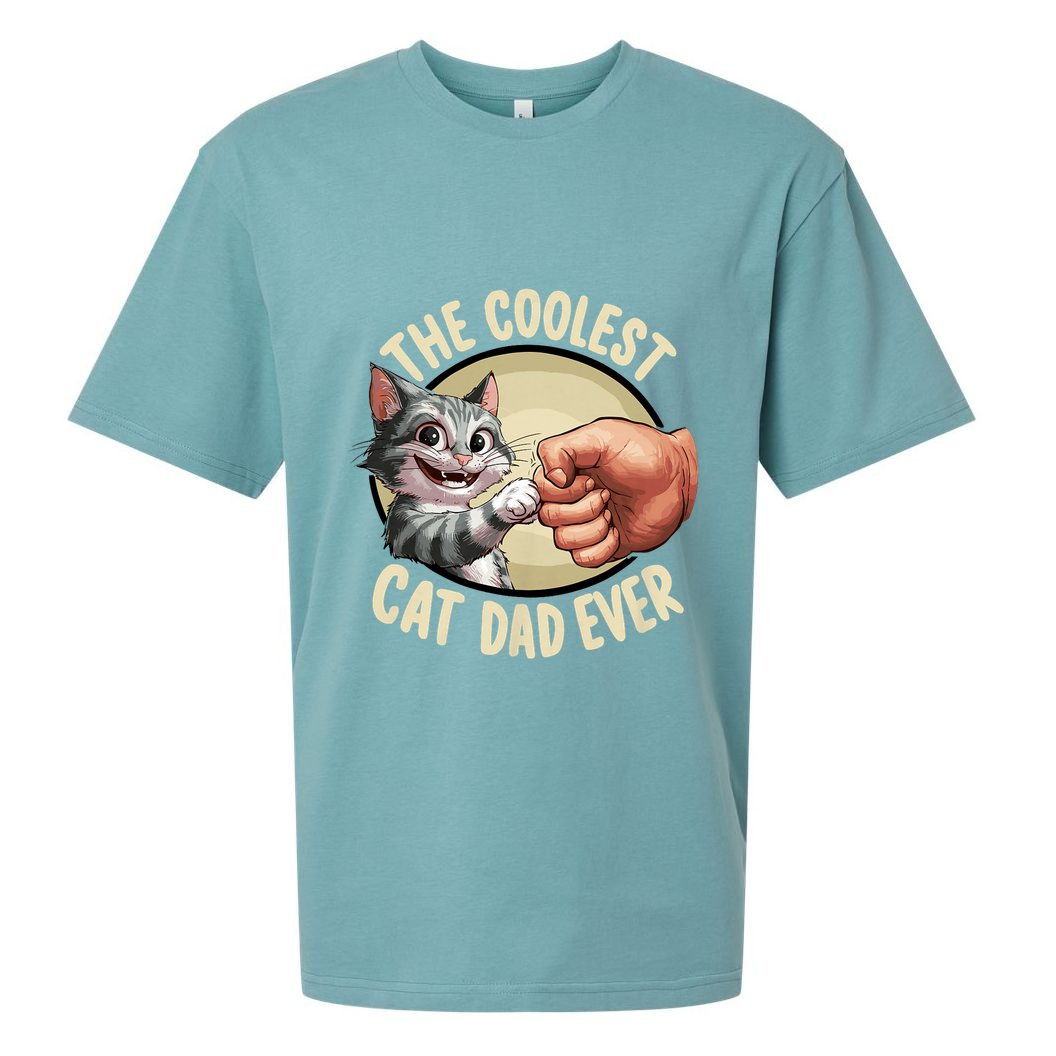 The Coolest Cat Dad Ever FatherS Day Sueded Cloud Jersey T-Shirt