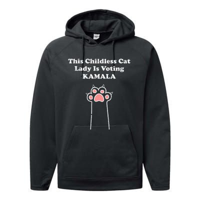 This Childless Cat Lady Is Voting For Kamala Harris Performance Fleece Hoodie