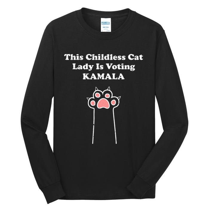 This Childless Cat Lady Is Voting For Kamala Harris Tall Long Sleeve T-Shirt