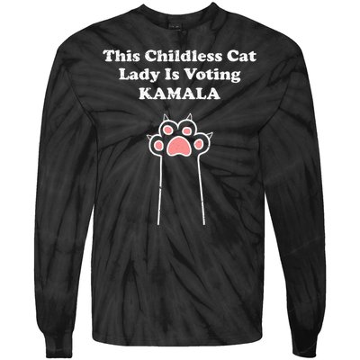 This Childless Cat Lady Is Voting For Kamala Harris Tie-Dye Long Sleeve Shirt