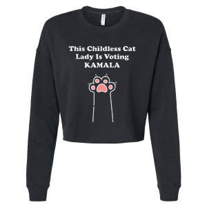 This Childless Cat Lady Is Voting For Kamala Harris Cropped Pullover Crew