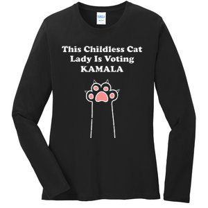 This Childless Cat Lady Is Voting For Kamala Harris Ladies Long Sleeve Shirt