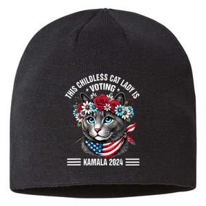 This Childless Cat Lady Is Voting Kamala Harris 2024 Sustainable Beanie