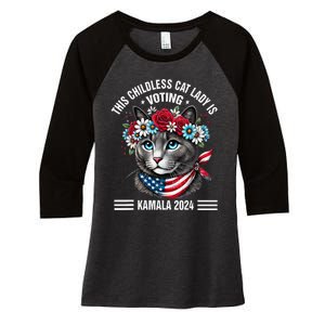 This Childless Cat Lady Is Voting Kamala Harris 2024 Women's Tri-Blend 3/4-Sleeve Raglan Shirt