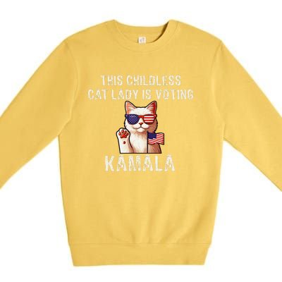 This Childless Cat Lady Is Voting Kamala 2024 Gift Premium Crewneck Sweatshirt