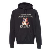 This Childless Cat Lady Is Voting Kamala 2024 Gift Premium Hoodie