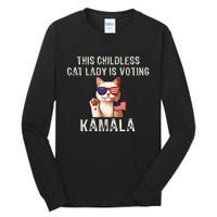 This Childless Cat Lady Is Voting Kamala 2024 Gift Tall Long Sleeve T-Shirt