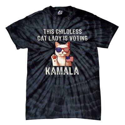 This Childless Cat Lady Is Voting Kamala 2024 Gift Tie-Dye T-Shirt