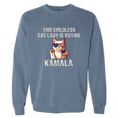 This Childless Cat Lady Is Voting Kamala 2024 Gift Garment-Dyed Sweatshirt