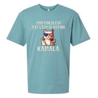 This Childless Cat Lady Is Voting Kamala 2024 Gift Sueded Cloud Jersey T-Shirt