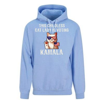 This Childless Cat Lady Is Voting Kamala 2024 Gift Unisex Surf Hoodie