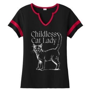 This Childless Cat Lady Ladies Is Voting Kamala Harris 2024 Ladies Halftime Notch Neck Tee