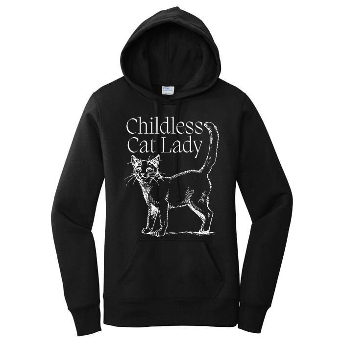 This Childless Cat Lady Ladies Is Voting Kamala Harris 2024 Women's Pullover Hoodie