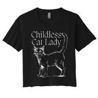 This Childless Cat Lady Ladies Is Voting Kamala Harris 2024 Women's Crop Top Tee