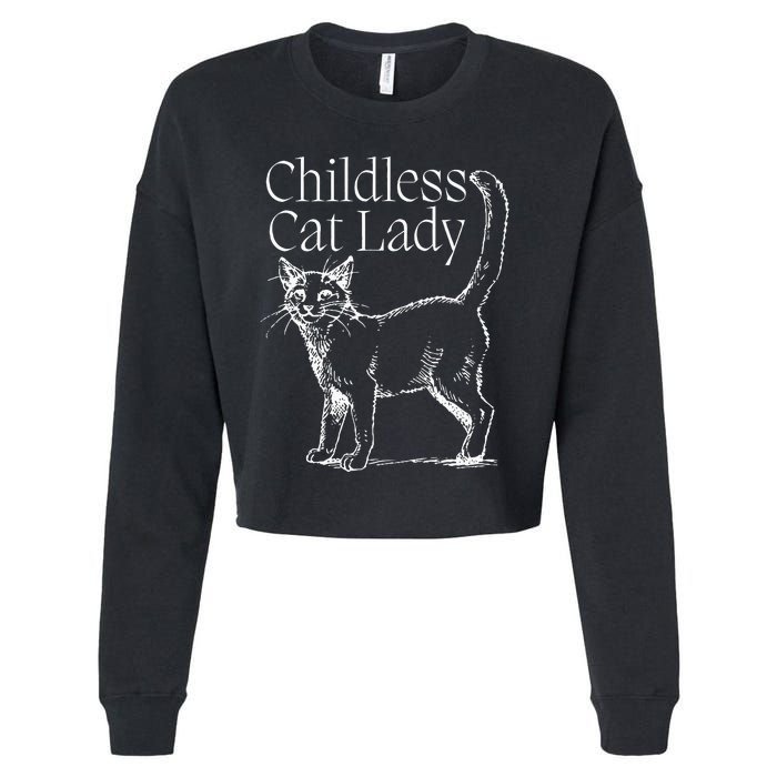 This Childless Cat Lady Ladies Is Voting Kamala Harris 2024 Cropped Pullover Crew