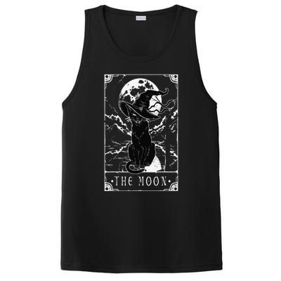 Tarot Card Crescent Moon And Black Cat Witch Hat Halloween PosiCharge Competitor Tank