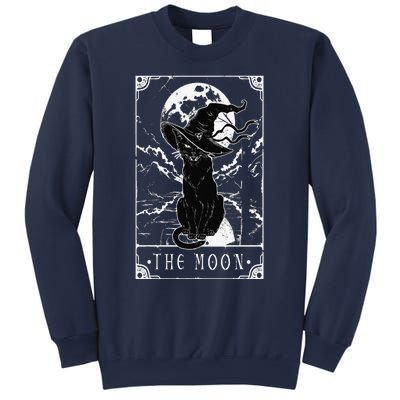 Tarot Card Crescent Moon And Black Cat Witch Hat Halloween Sweatshirt