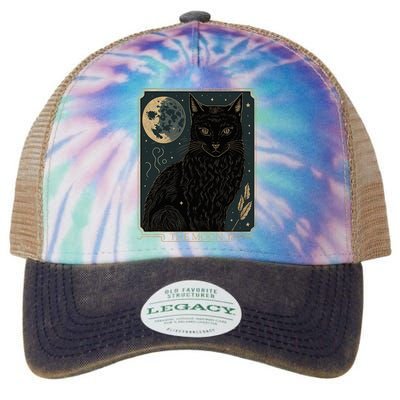 Tarot Card Crescent Moon And Cat Graphic Legacy Tie Dye Trucker Hat