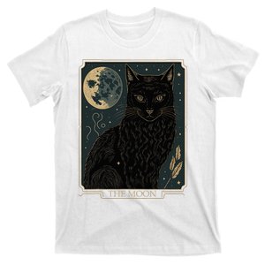 Tarot Card Crescent Moon And Cat Graphic T-Shirt