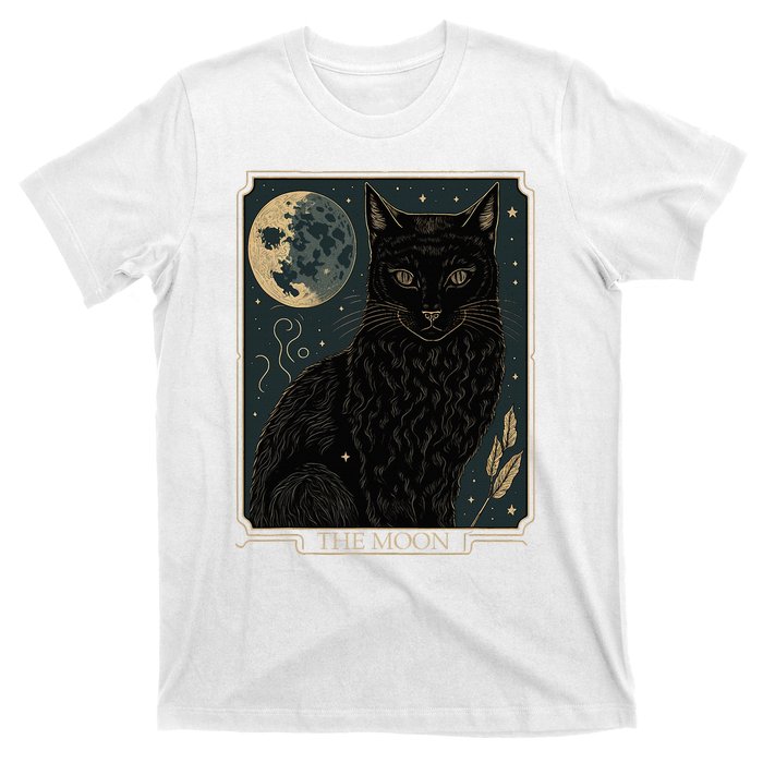 Tarot Card Crescent Moon And Cat Graphic T-Shirt