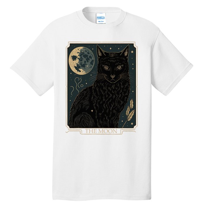 Tarot Card Crescent Moon And Cat Graphic Tall T-Shirt