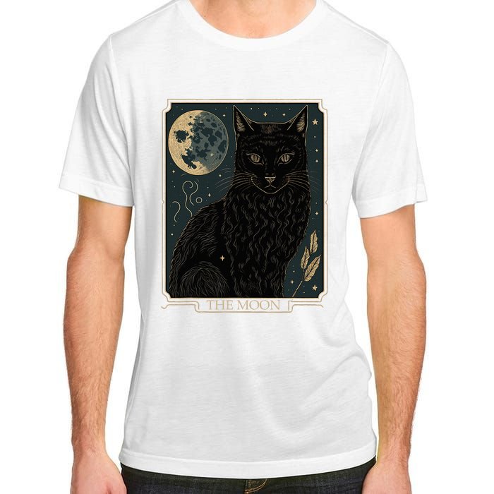 Tarot Card Crescent Moon And Cat Graphic Adult ChromaSoft Performance T-Shirt