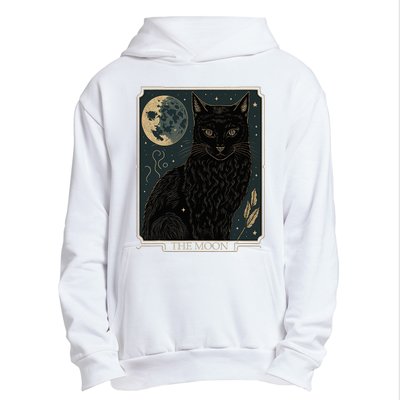 Tarot Card Crescent Moon And Cat Graphic Urban Pullover Hoodie