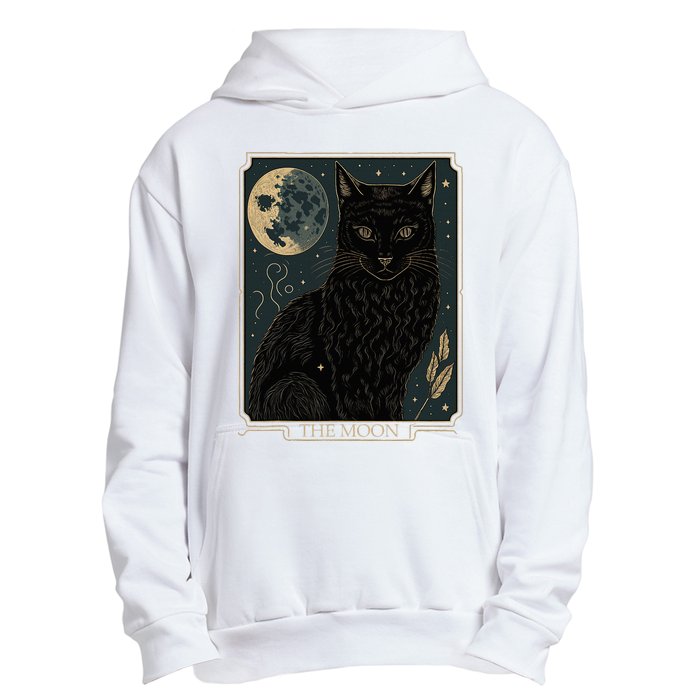 Tarot Card Crescent Moon And Cat Graphic Urban Pullover Hoodie