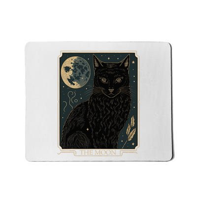 Tarot Card Crescent Moon And Cat Graphic Mousepad