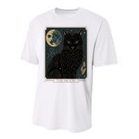 Tarot Card Crescent Moon And Cat Graphic Performance Sprint T-Shirt