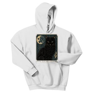 Tarot Card Crescent Moon And Cat Graphic Kids Hoodie