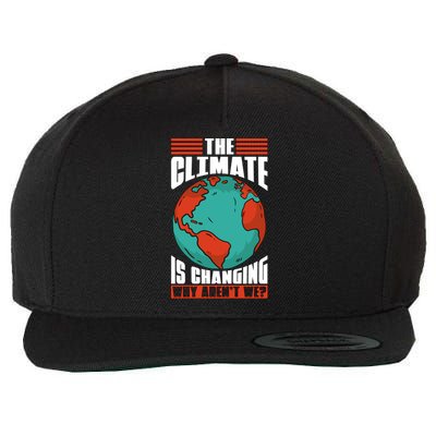 The Climate Change Is Changing Global Warming Climate Change Gift Wool Snapback Cap