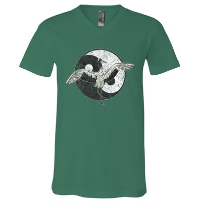 Tai Chi Crane Chinese Martial Arts Yin Yang V-Neck T-Shirt